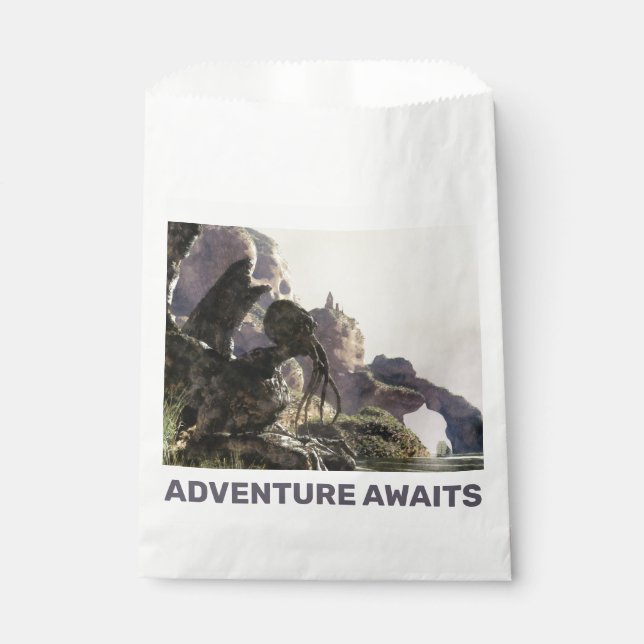 Adventure Awaits. Fantasy landscape Favour Bags (Front)
