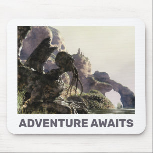 Adventure Awaits. Fantasy landscape Mouse Mat