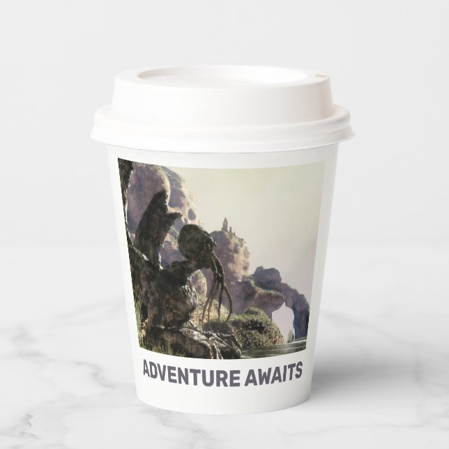 Adventure Awaits. Fantasy landscape Paper Cups (Front)