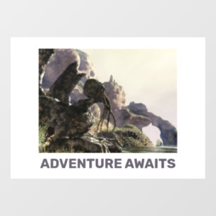 Adventure Awaits. Fantasy landscape Window Cling