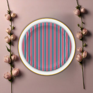 Adventure Awaits Festive Blue Pink Baby Shower Paper Plate