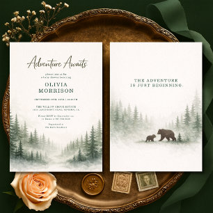 Adventure Awaits Forest Animals Baby Shower Invitation