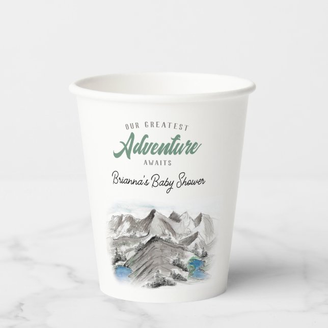 Adventure Awaits Forest Baby Shower Mountains Paper Cups (Front)