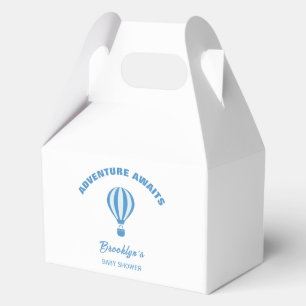 Adventure Awaits Fun Trendy Baby Shower Blue White Favour Box