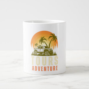 Adventure awaits , funny camping , camping idea large coffee mug