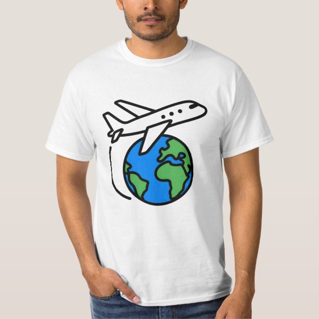 Adventure Awaits Globe Aeroplane Travel T-Shirt (Front)