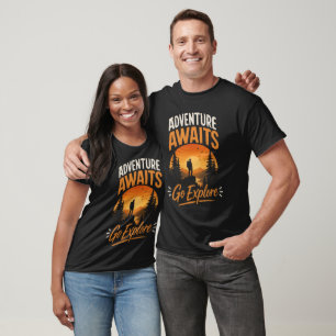 Adventure Awaits Go Explore Vintage Sunset Hiking T-Shirt