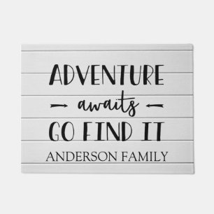 Adventure Awaits Go Find It White Faux Wood Doormat