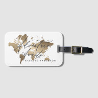 Adventure awaits gold watercolor world map