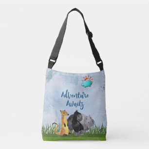 Adventure Awaits - Gorilla Hippo and Meerkat Crossbody Bag