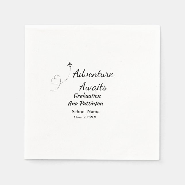 Adventure awaits graduation add name school year napkin (Front)