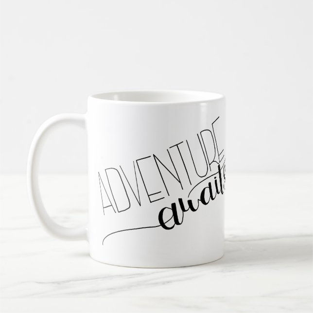 Adventure Awaits Hand-Lettered Mug (Left)