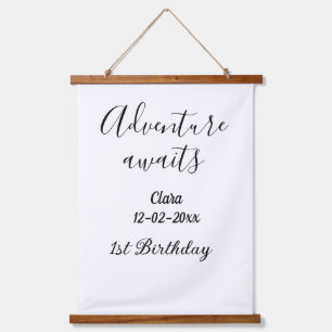 Adventure awaits happy 1st birthday name date simp hanging tapestry