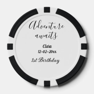 Adventure awaits happy 1st birthday name date simp poker chips
