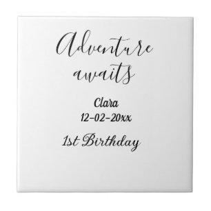 Adventure awaits happy 1st birthday name date simp tile