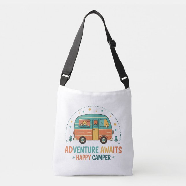 Adventure Awaits Happy Camper Crossbody Bag (Front)