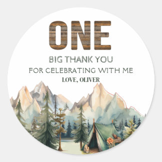 Adventure Awaits Happy Camper Thank You Birthday Classic Round Sticker