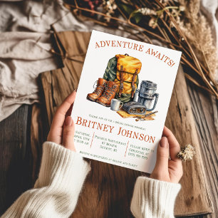 Adventure Awaits! Hiking, Camping, Bridal Shower Invitation