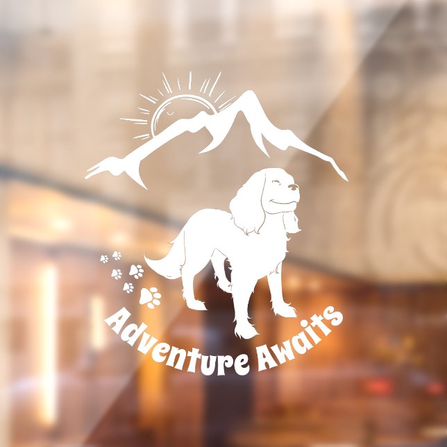 Adventure Awaits Hiking Cavalier Spaniel   Window Cling (Sheet 2)