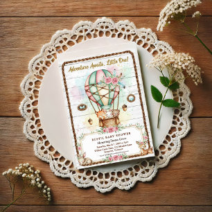 Adventure Awaits Hot Air Balloon Baby Shower Invitation