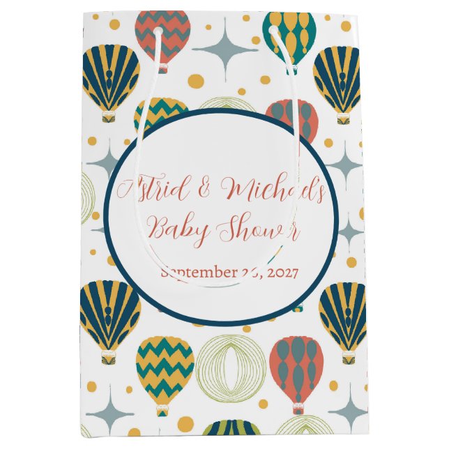 Adventure Awaits Hot Air Balloon Baby Shower Medium Gift Bag (Front)