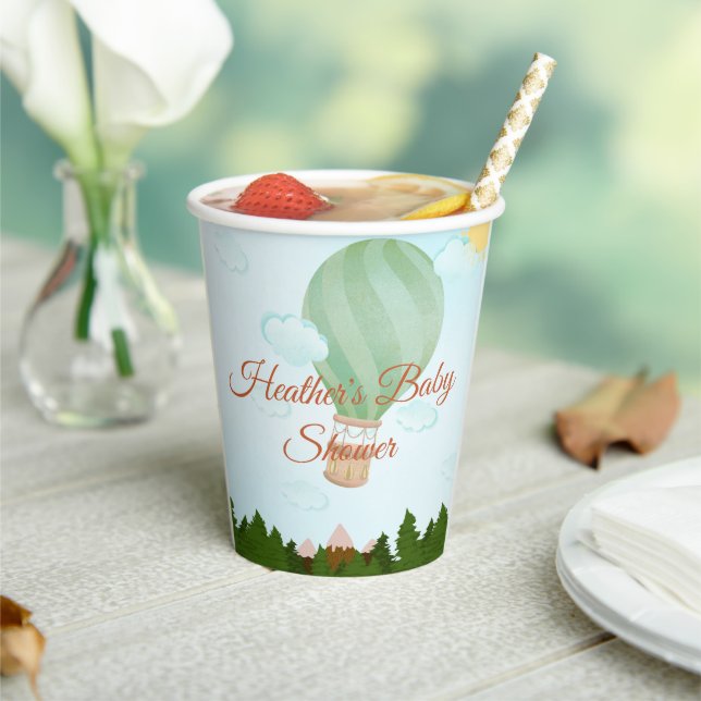 Adventure Awaits Hot Air Balloon Baby Shower Paper Cups (Insitu)