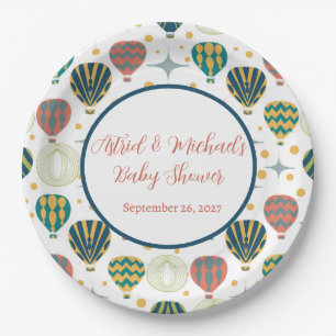 Adventure Awaits Hot Air Balloon Baby Shower Paper Plate