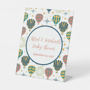 Adventure Awaits Hot Air Balloon Baby Shower Pedestal Sign