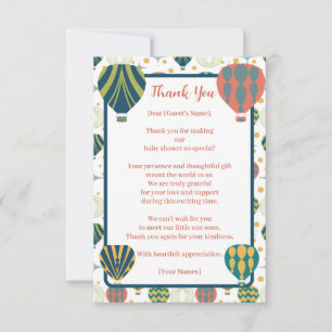 Adventure Awaits Hot Air Balloon Baby Shower Thank You Card