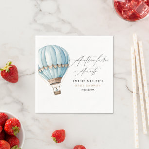 Adventure Awaits Hot Air Balloon Boy Baby Shower Napkin