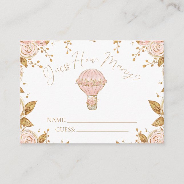 Adventure Awaits Hot Air Balloon Guess How Many Enclosure Card (Front)