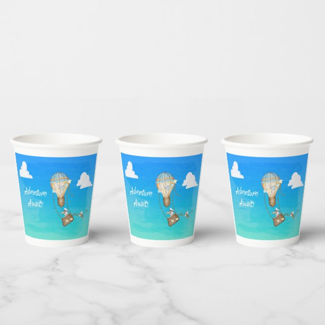 Adventure Awaits Hot Air Balloon in the Sky Paper Cups (Multi)