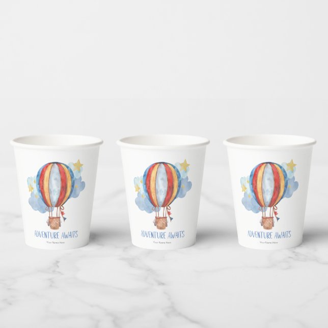 Adventure Awaits Hot Air Balloon Kids Birthday  Paper Cups (Multi)