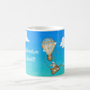 Adventure Awaits Hot Air Balloon Monkey Animals Coffee Mug