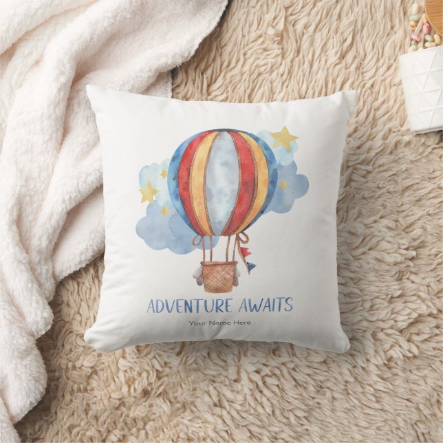 Adventure Awaits Hot Air Balloon Nursery Baby Kids Cushion (Blanket)