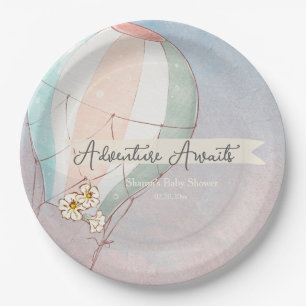 Adventure Awaits Hot Air Balloon Paper Plate