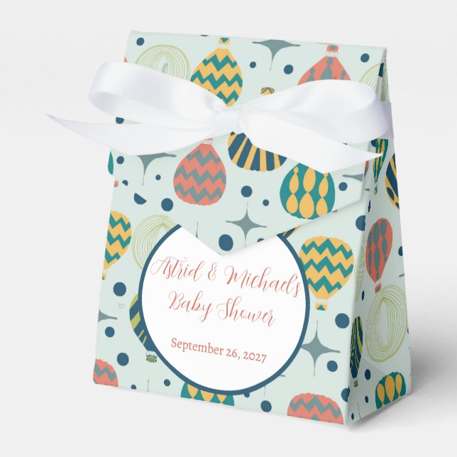 Adventure Awaits Hot Air Balloon Sage Baby Shower Favour Box (Front Side)