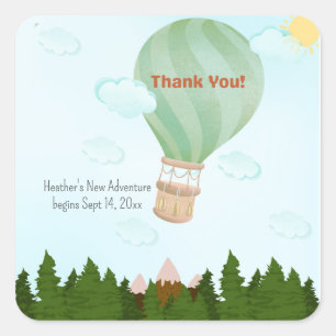 Adventure Awaits Hot Air Balloon Square Sticker