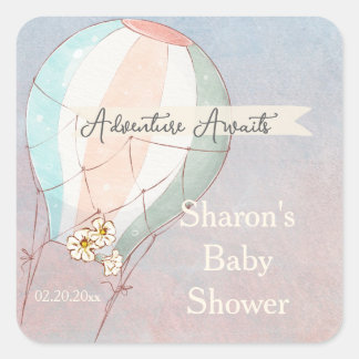 Adventure Awaits Hot Air Balloon Square Sticker