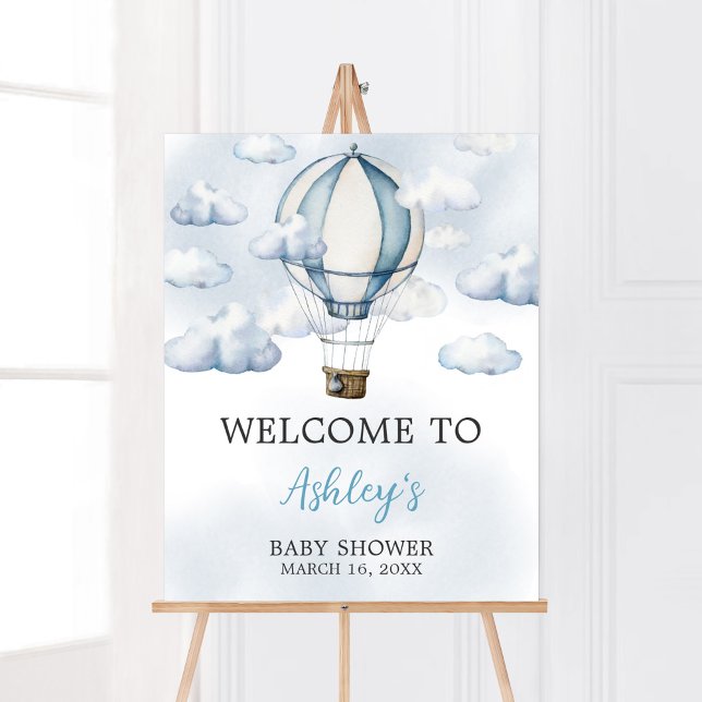 Adventure Awaits Hot Air Balloon Welcome Poster (Adventure Awaits Baby Shower Welcome Sign)