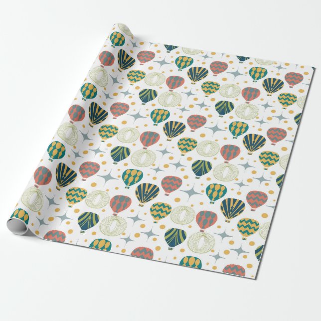 Adventure Awaits Hot Air Balloon Wrapping Paper (Unrolled)
