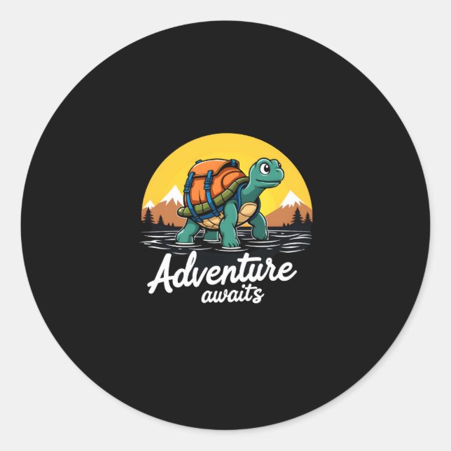 Adventure Awaits is Hiking Adventures is Outdoor A Classic Round Sticker (Front)