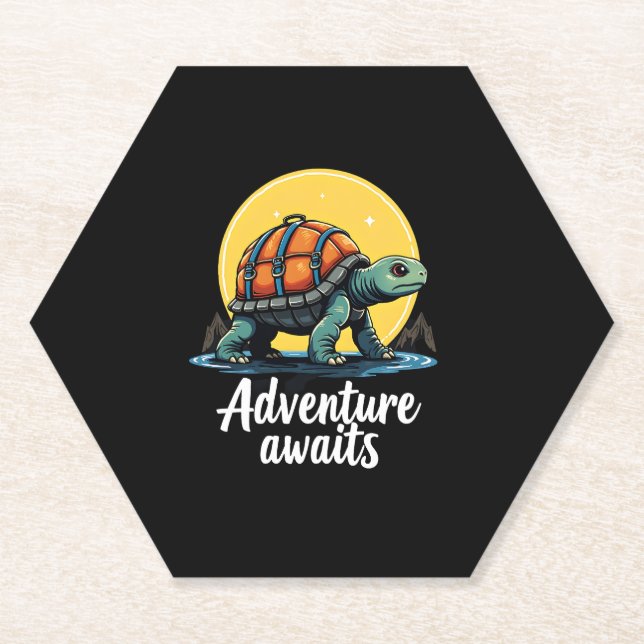 Adventure Awaits is Hiking Adventures is Outdoor A Paper Coaster (Front)