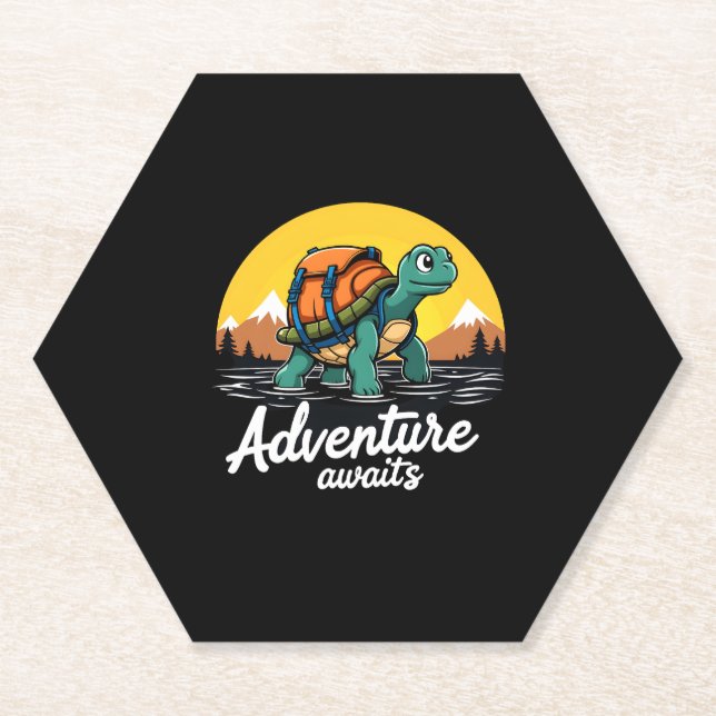 Adventure Awaits is Hiking Adventures is Outdoor A Paper Coaster (Front)