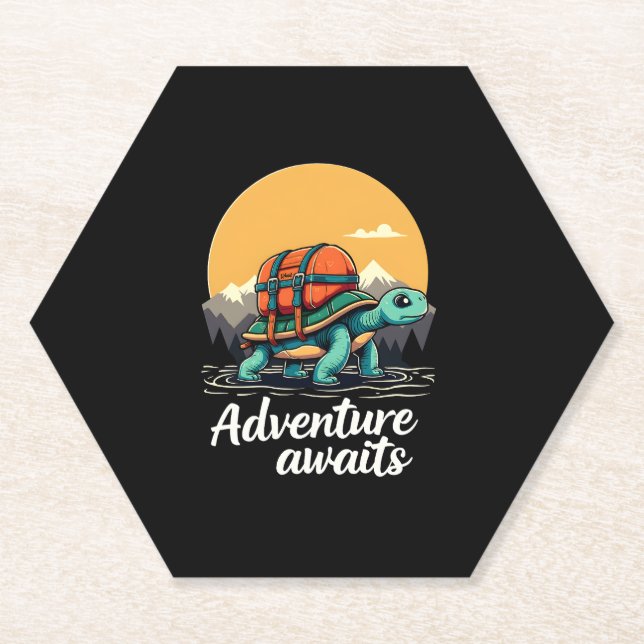 Adventure Awaits is Hiking Adventures is Outdoor A Paper Coaster (Front)