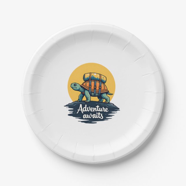 Adventure Awaits is Hiking Adventures is Outdoor A Paper Plate (Front)