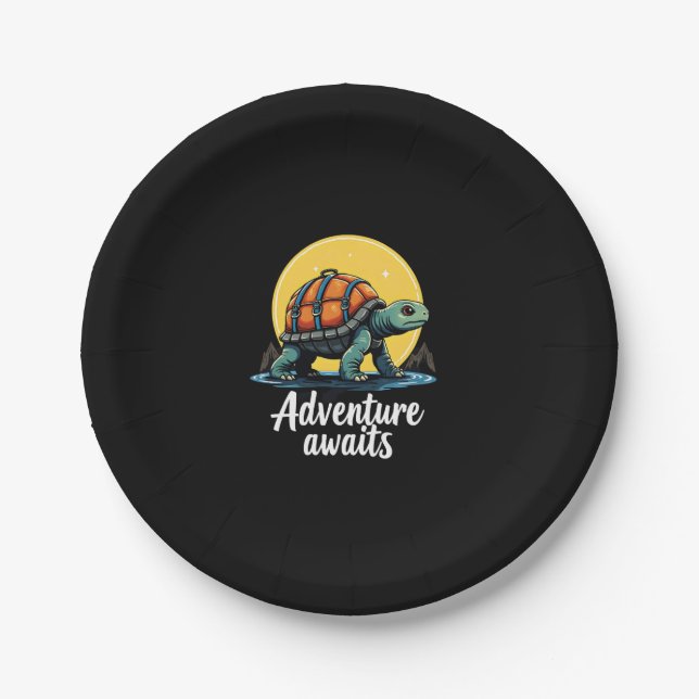 Adventure Awaits is Hiking Adventures is Outdoor A Paper Plate (Front)