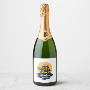 Adventure Awaits is Hiking Adventures is Outdoor A Sparkling Wine Label