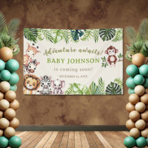 Adventure Awaits Jungle Safari Baby Shower Banner