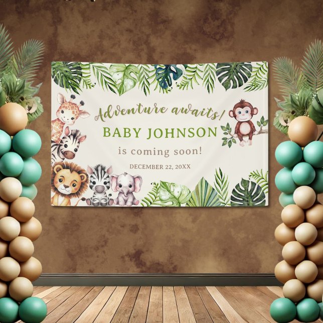 Adventure Awaits Jungle Safari Baby Shower Banner (Creator Uploaded)
